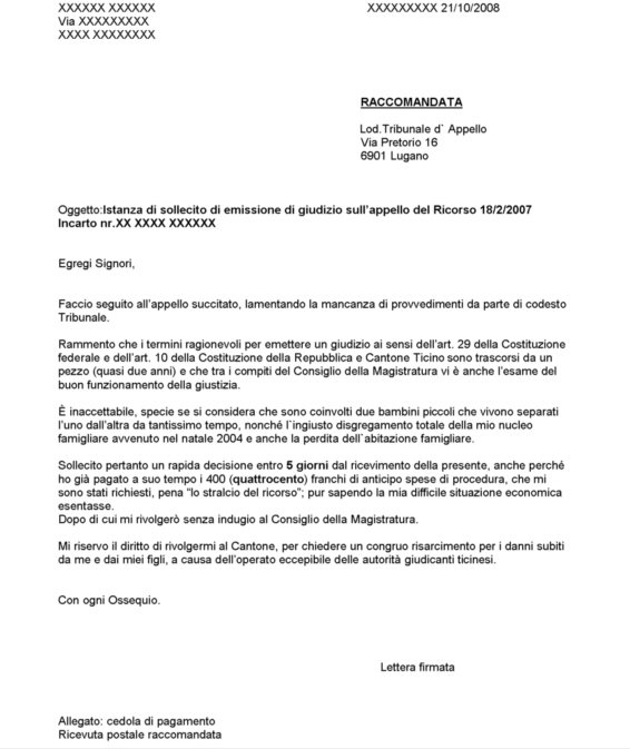 Sollecito a Tribunale d'Appello